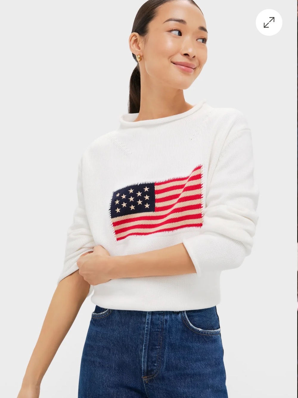 TUCKERNUCK Ivory Cotton Rollneck Americana Sweater
